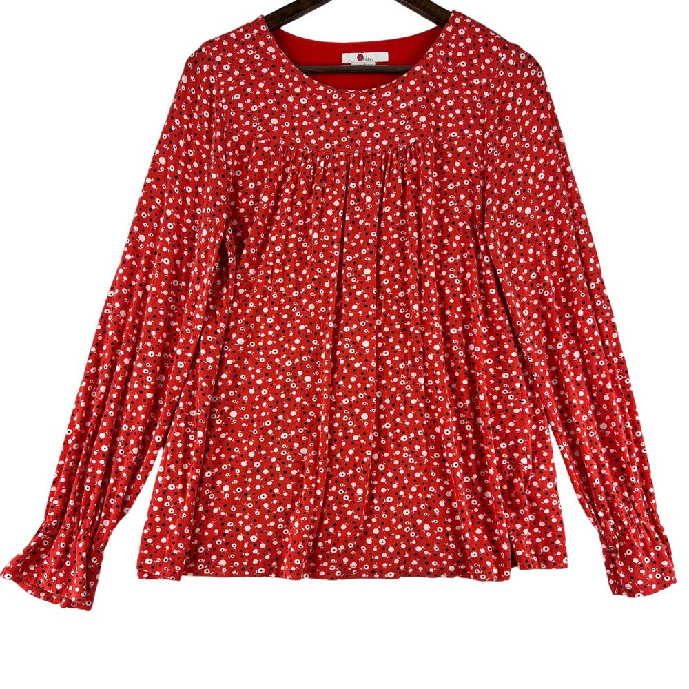 Boden Ditsy Floral 96% Modal (Super Soft) Blouse Women’s SZ US 8 Red/Cream EUC